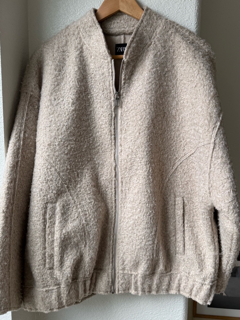 Oversized Boucle Bomber Jacket